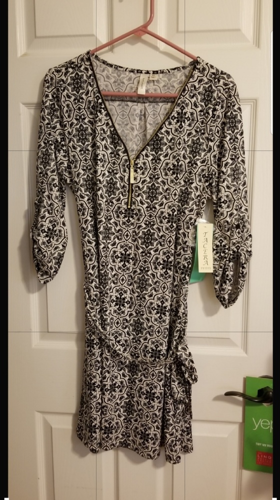 Tacera patterned dress with faux zipper